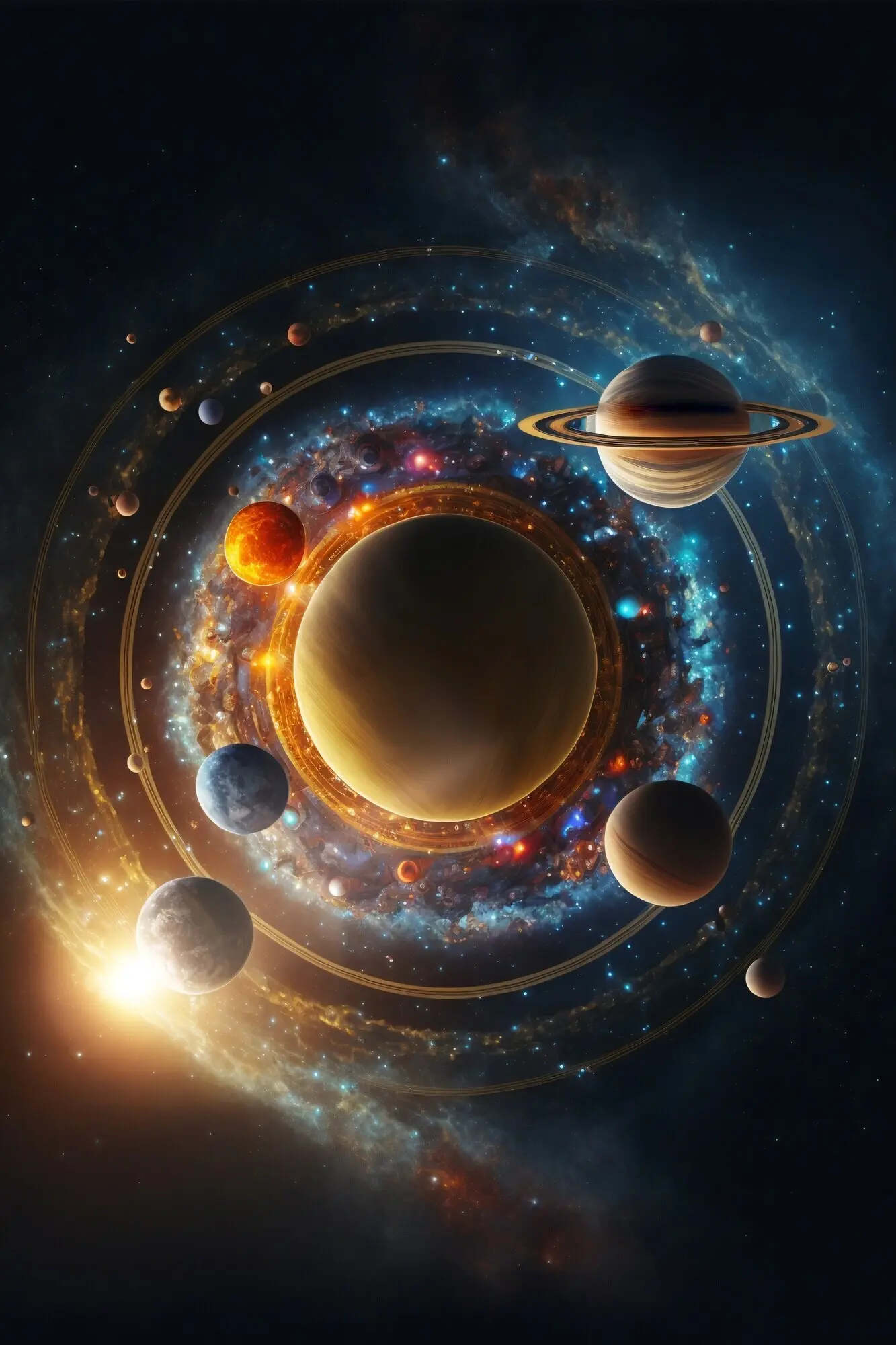 The Solar System’s planets within the universe.